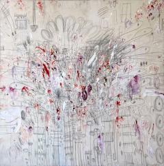 Karina Gentinetta La Boheme Large Scale Rose and Burgundy Acrylic Oil Pastel Abstract 72 x72  - 4703433