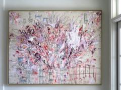 Karina Gentinetta Masquerade Large Scale Acrylic Oil Pastels Pencils Abstract in Pinks 48x60 - 3462253