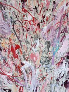 Karina Gentinetta Masquerade Large Scale Acrylic Oil Pastels Pencils Abstract in Pinks 48x60 - 3462659