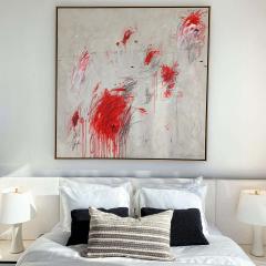 Karina Gentinetta Muses Abstract Painting in White Red and Black Hues 60 x 60  - 1882954