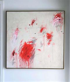 Karina Gentinetta Muses Abstract Painting in White Red and Black Hues 60 x 60  - 1882961
