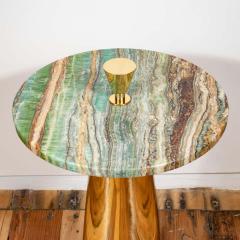Karina Gentinetta Pair of Round Emerald Green Onyx Marble and Brass Side Tables Milan Italy 2019 - 1260221