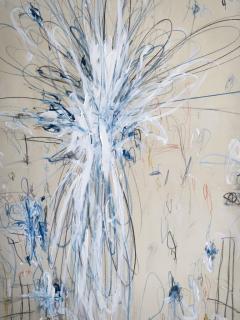 Karina Gentinetta Petite Interlude Acrylic Oil Pastels Pencils Abstract in Blue Hue 48x36 - 3342563