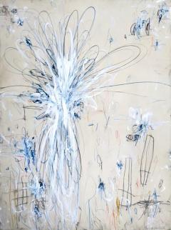 Karina Gentinetta Petite Interlude Acrylic Oil Pastels Pencils Abstract in Blue Hue 48x36 - 3342732
