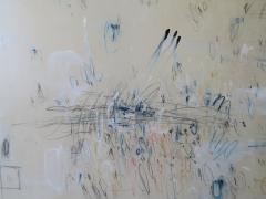 Karina Gentinetta Prelude in Blue Acrylic Oil Pastels and Pencils Blue Hue Abstract 72 x108  - 4352531