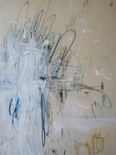 Karina Gentinetta Prelude in Blue Acrylic Oil Pastels and Pencils Blue Hue Abstract 72 x108  - 4352535