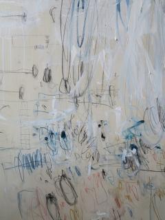 Karina Gentinetta Prelude in Blue Acrylic Oil Pastels and Pencils Blue Hue Abstract 72 x108  - 4352537