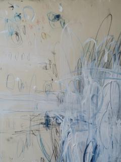Karina Gentinetta Prelude in Blue Acrylic Oil Pastels and Pencils Blue Hue Abstract 72 x108  - 4352538
