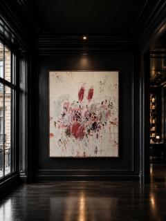 Karina Gentinetta Rhapsody in Red Large Scale Acrylic Oil Pastels Pencils Abstract 72 x60  - 4703285