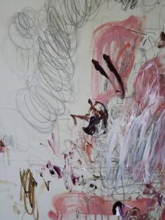 Karina Gentinetta Rhapsody in Red Large Scale Acrylic Oil Pastels Pencils Abstract 72 x60  - 4703291