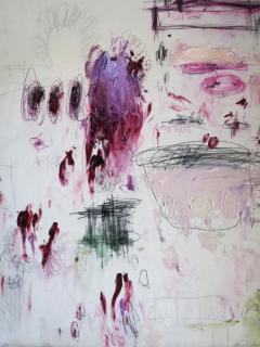 Karina Gentinetta Spring Enternal Vertical Acrylic Oil Pastels Pencils Abstract in Pinks 48x36 - 3488232