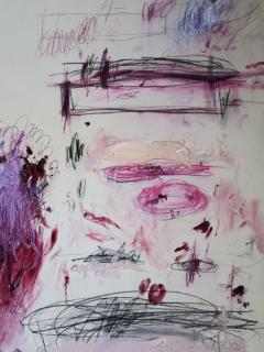 Karina Gentinetta Spring Enternal Vertical Acrylic Oil Pastels Pencils Abstract in Pinks 48x36 - 3488238