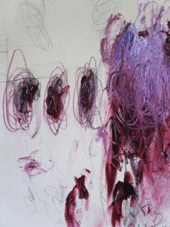 Karina Gentinetta Spring Enternal Vertical Acrylic Oil Pastels Pencils Abstract in Pinks 48x36 - 3488239