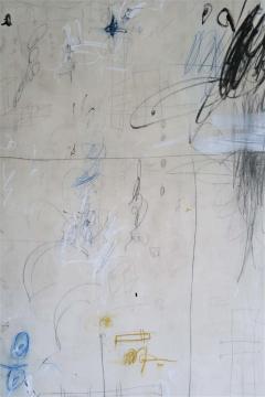 Karina Gentinetta Topic of Conversation Large Abstract Acrylic Oil Pastels and Pencil Painting - 1512761