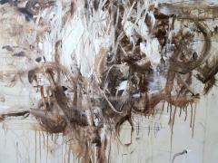 Karina Gentinetta Unbreakable Thread Acrylic Oil Pastels and Pencils Brown Hue Abstract 60 x84  - 4023939