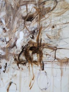 Karina Gentinetta Unbreakable Thread Acrylic Oil Pastels and Pencils Brown Hue Abstract 60 x84  - 4023942