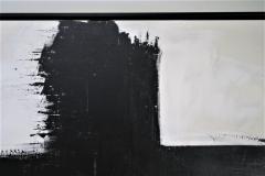 Karina Gentinetta Unfiltered Large Black and White Abstract Painting with Plaster Relief 60 x60  - 1659212