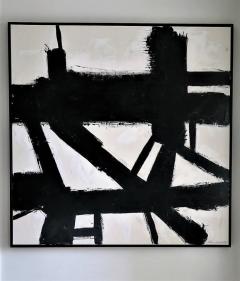 Karina Gentinetta Unfiltered Large Black and White Abstract Painting with Plaster Relief 60 x60  - 1659218