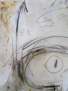 Karina Gentinetta Untitled Acrylics Pencils Oil Pastels on Paper in Neutral Hues of Taupe - 3135101