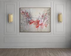 Karina Gentinetta Vermiglio Large Scale Acrylic Oil Pastels and Pencils Abstract in Red 48x60 - 3342572