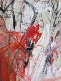 Karina Gentinetta Vermiglio Large Scale Acrylic Oil Pastels and Pencils Abstract in Red 48x60 - 3342577