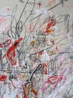 Karina Gentinetta Vermiglio Large Scale Acrylic Oil Pastels and Pencils Abstract in Red 48x60 - 3342581