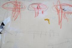 Karina Gentinetta Writing on the Wall Large Abstract Acrylic Oil Pastels and Pencil Painting - 1589270