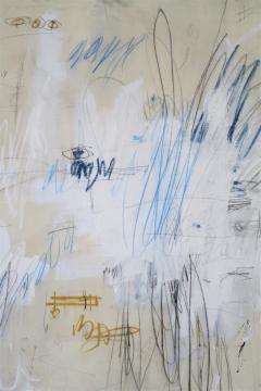 Karina Gentinetta Writing on the Wall Large Abstract Acrylic Oil Pastels and Pencil Painting - 1589275