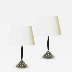 Karl Anderson Very Fine Pair of Table Lamps in Silver and Ebony by Karl Andersson - 3192097