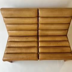 Karl Erik Ekselius Mid Century Modern Pair of Swedish Oak Cognac Leather Sofas by K E Ekselius - 3093079