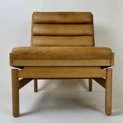 Karl Erik Ekselius Mid Century Modern Swedish Oak Cognac Leather Lounge Chair by K E Ekselius - 3093104