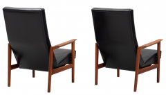 Karl Erik Ekselius Pair Karl Erik Ekselius Mid Century Black Leather Lounge Chairs - 2592242