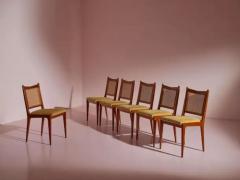 Karl Erik Ekselius six chairs made of wood straw and fabric Sweden 1950s - 3722941