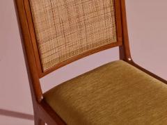 Karl Erik Ekselius six chairs made of wood straw and fabric Sweden 1950s - 3722961