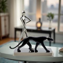 Karl Hagenauer Hagenauer Sculpture Woman Walking Panther Vienna 1930s Art Deco - 4217144
