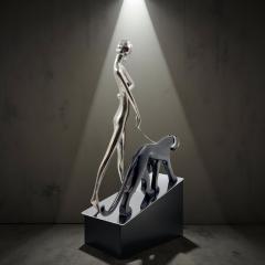 Karl Hagenauer Hagenauer Sculpture Woman Walking Panther Vienna 1930s Art Deco - 4217145