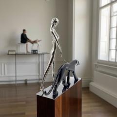 Karl Hagenauer Hagenauer Sculpture Woman Walking Panther Vienna 1930s Art Deco - 4217152