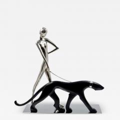 Karl Hagenauer Hagenauer Sculpture Woman Walking Panther Vienna 1930s Art Deco - 4217568