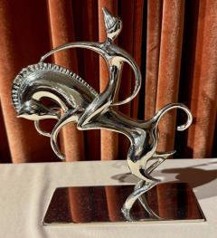 Karl Hagenauer Rare Chrome Sculpture Man on Horseback Vienna Art Deco c 1928 - 4134367