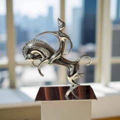 Karl Hagenauer Rare Chrome Sculpture Man on Horseback Vienna Art Deco c 1928 - 4134457