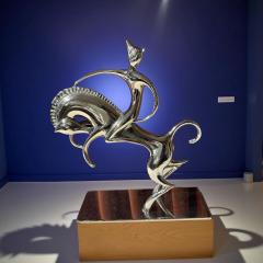 Karl Hagenauer Rare Chrome Sculpture Man on Horseback Vienna Art Deco c 1928 - 4134461