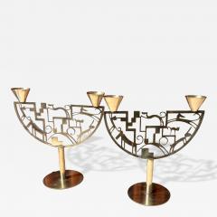 Karl Hagenauer Rare Pair of Karl Hagenauer Austrian Art Deco Candle Holders - 4659395
