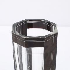 Karl Palda Art Deco Acid Etched Black Glass Vase with Grooved Detailing by Karl Palda - 4304132