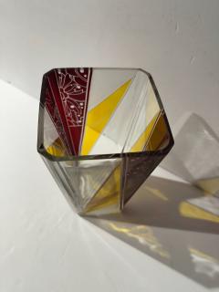 Karl Palda Art Deco Crystal Vase with Ruby Red and Amber by Karl Palda - 4335802
