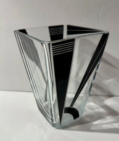 Karl Palda Art Deco Vase with Black Enameled Crystal by Palda - 4335806