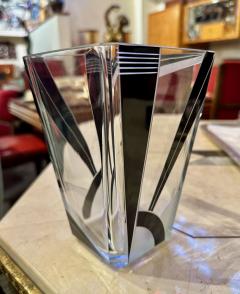 Karl Palda Art Deco Vase with Black Enameled Crystal by Palda - 4335822