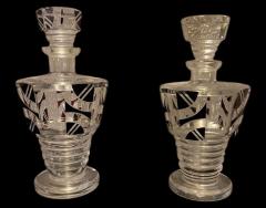 Karl Palda Pair of Matching Czech Art Deco Decanters in the Style of Karl Palda - 4552713