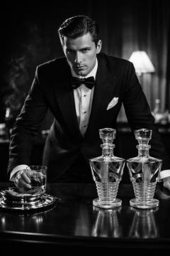 Karl Palda Pair of Matching Czech Art Deco Decanters in the Style of Karl Palda - 4552716