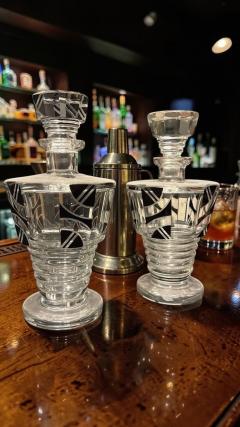 Karl Palda Pair of Matching Czech Art Deco Decanters in the Style of Karl Palda - 4552748