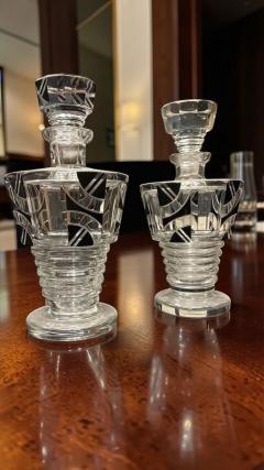 Karl Palda Pair of Matching Czech Art Deco Decanters in the Style of Karl Palda - 4552754